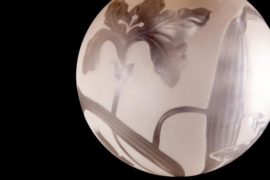 photo buy Liberty Engraved Glass Sphere Chandelier Or Lantern, Italy, 1940