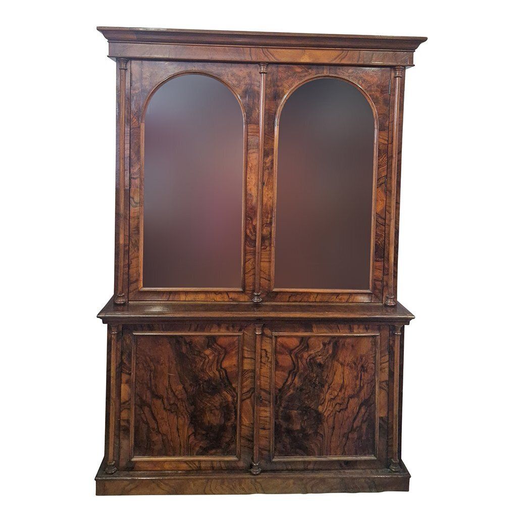 Victorian Double Body Display Cabinet In Walnut, 1890s photo furniture