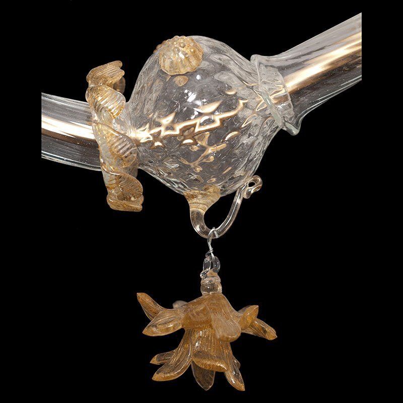 photo furniture Rezzonico Chandelier In Crystal And Gold Murano Glass, 1950s