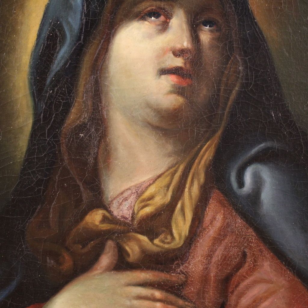 Antique Italian Painting From The 17th Century, Virgin Of Sorrows photo vinterior