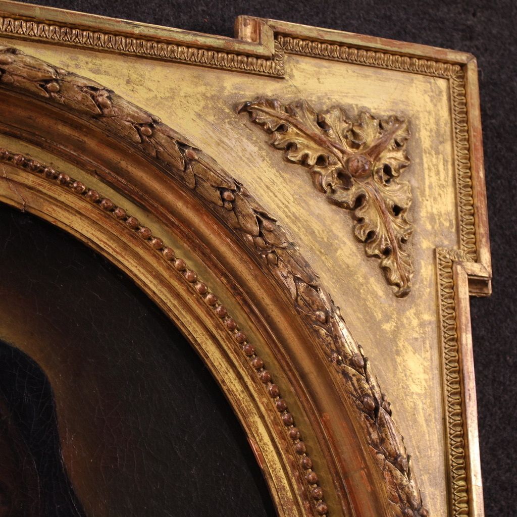 photo vintage Antique Italian Painting From The 17th Century, Virgin Of Sorrows