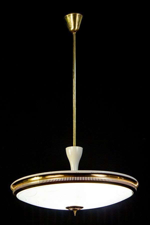 photo vinterior Mid Century Ceiling Fixture Or Pendant By Luigi Brusotti, Italy, 1940