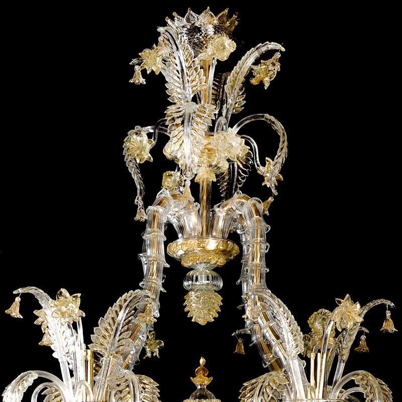 Gold Crystal Murano Glass Chandelier, 1980s photo 15279.0