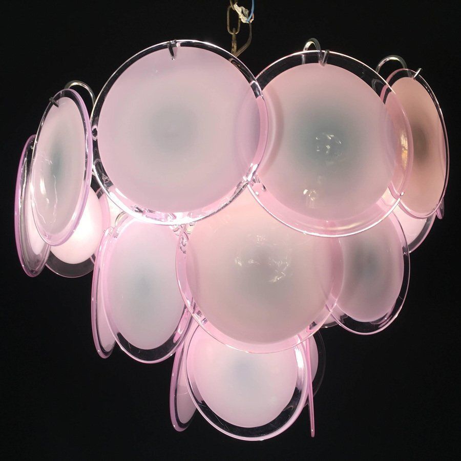 Disc Murano Chandelier From Vistosi, 1970s, Set Of 4 photo vintage