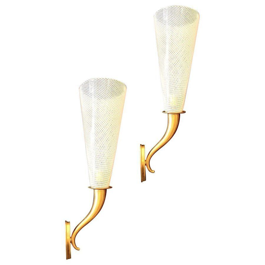 Reticello Sconces Or Wall Lights From Venini, 1940, Set Of 2