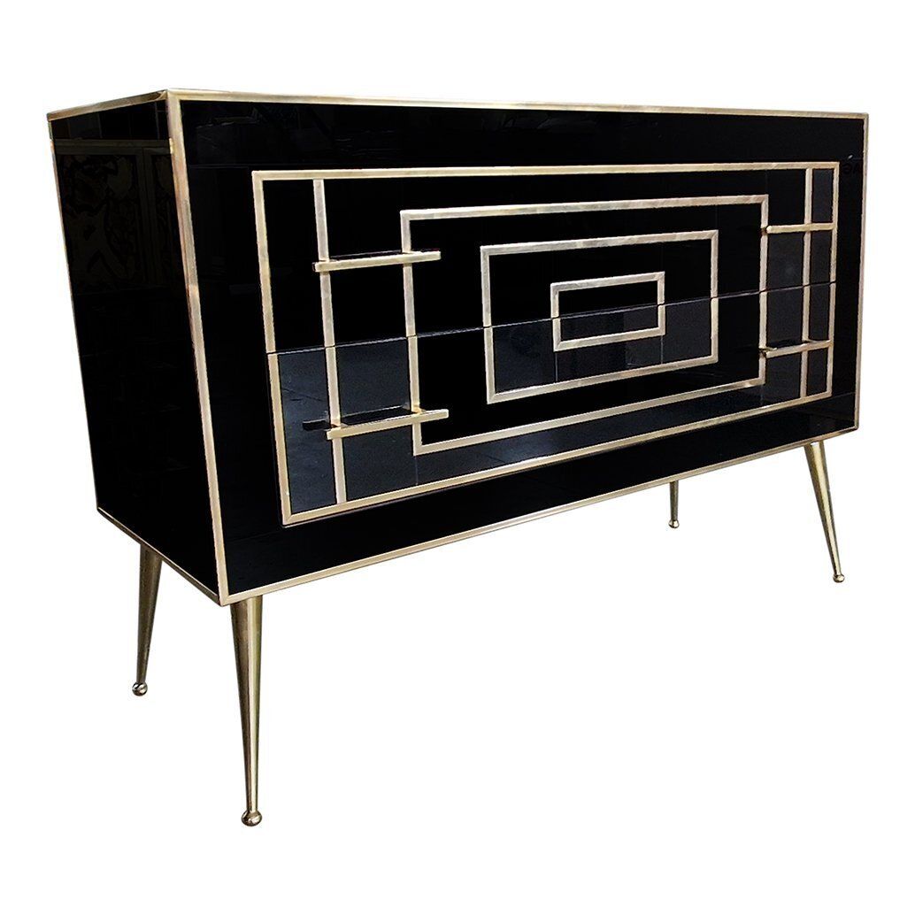 Dresser With Two Drawers In Black Murano Glass, 1980s photo buy