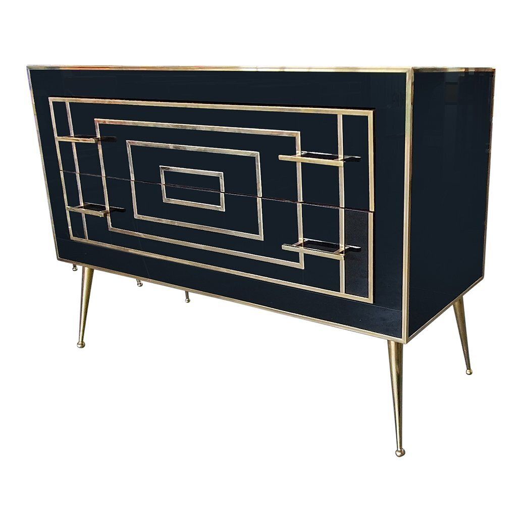 Dresser With Two Drawers In Black Murano Glass, 1980s photo vintage