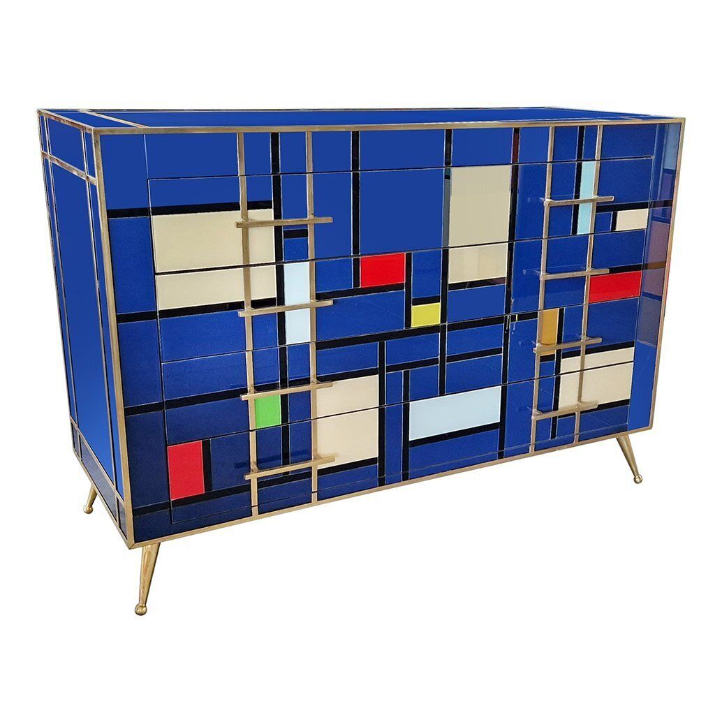 Dresser With Four Drawers In Blue Murano Glass, 1980s photo vinterior