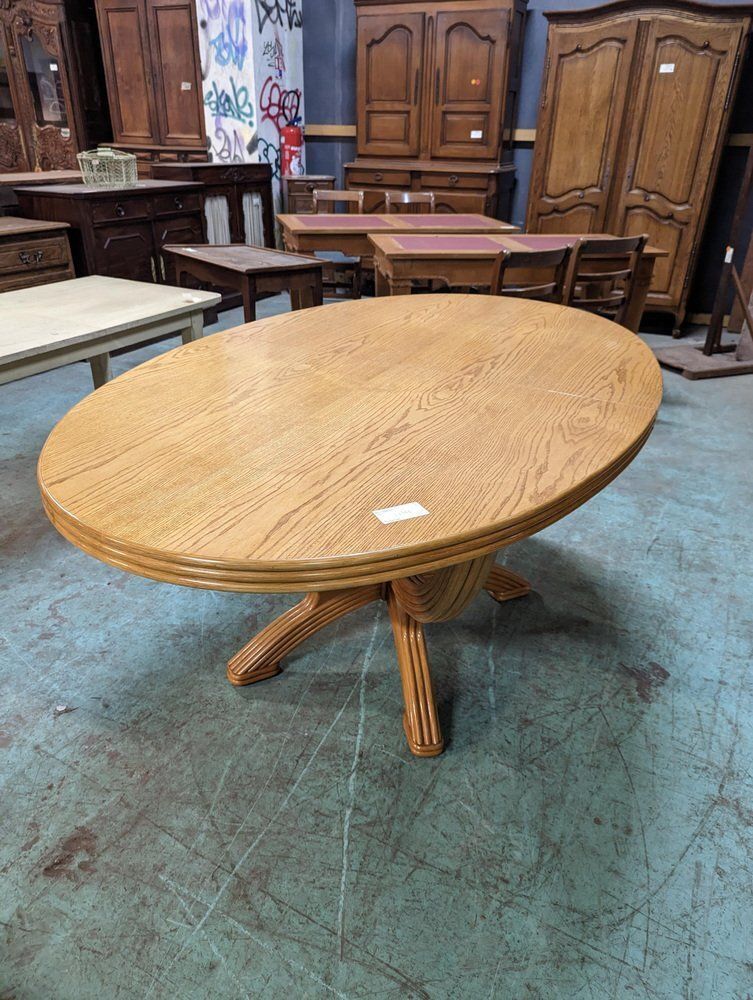 Dining Table & Chairs In Rattan And Oak Veneer, 1980s, Set Of 5 photo Furniture