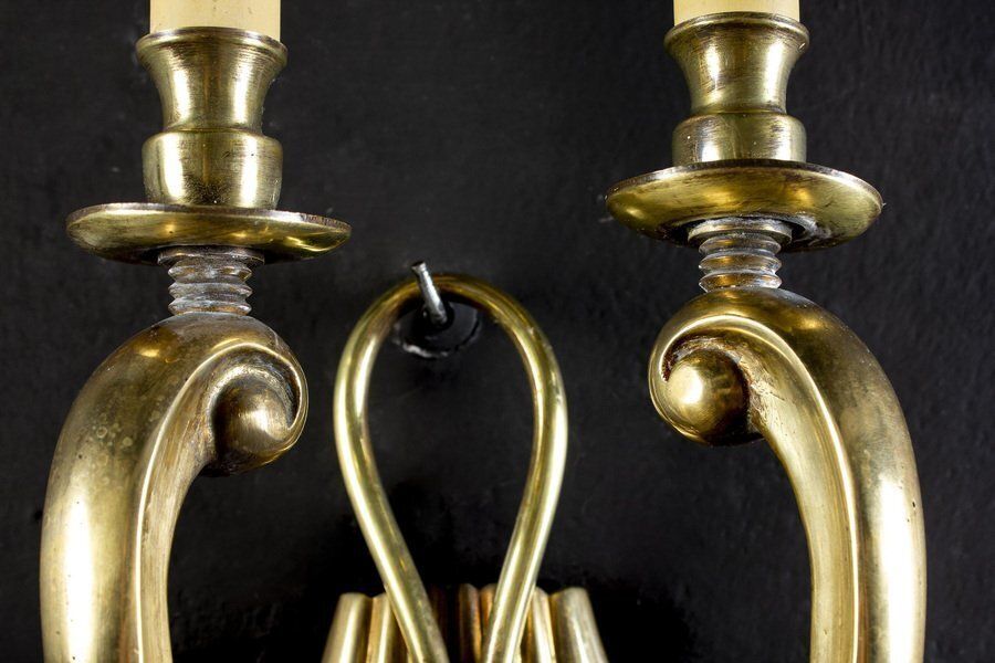 photo furniture Set Of Mid Century Brass Sconces Or Wall Lights, Italy, 1940s