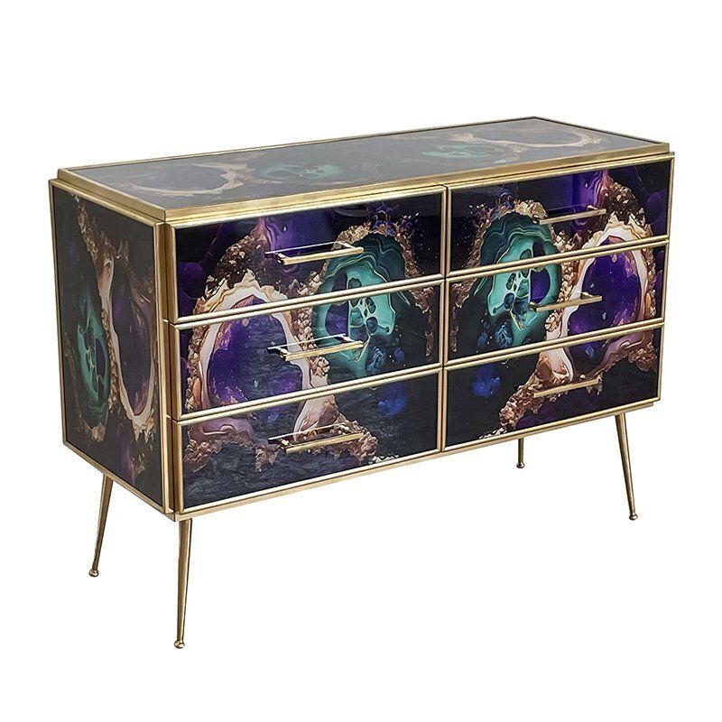 Chest Of 6 Drawers In Multicolored Murano Glass photo vinterior