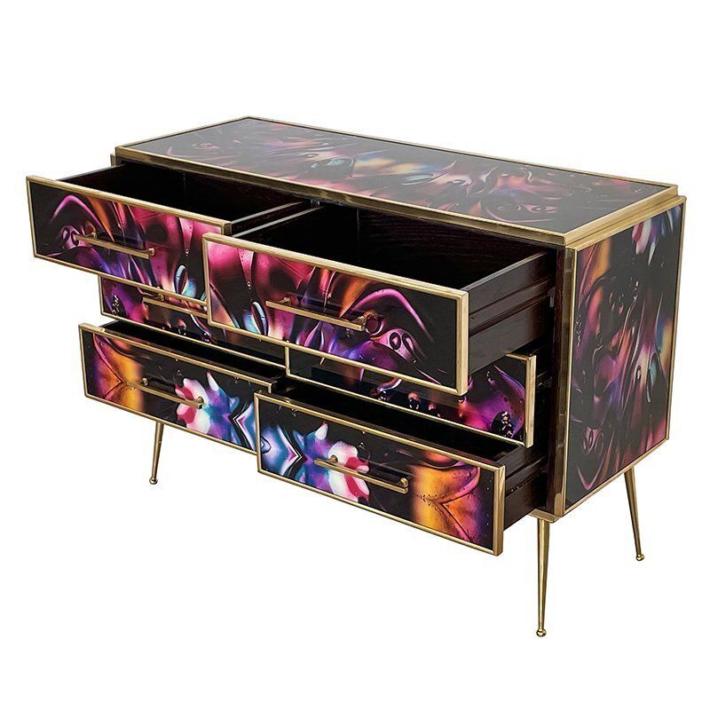 Chest Of 6 Drawers In Multicolored Murano Glass photo Furniture