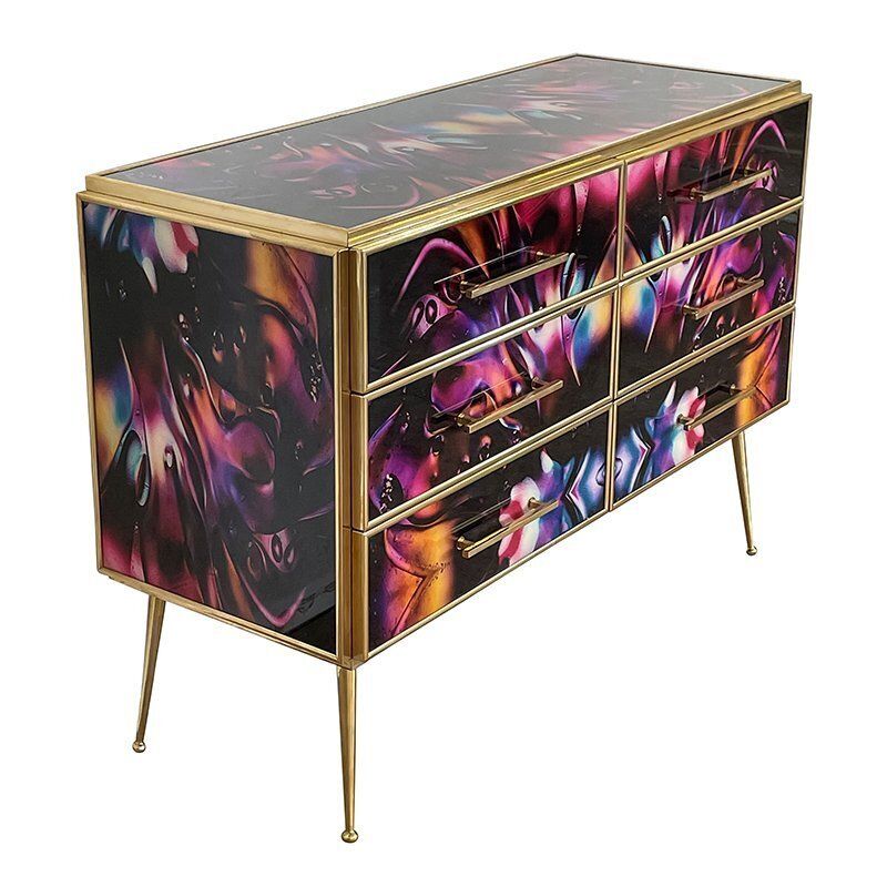 Chest Of 6 Drawers In Multicolored Murano Glass photo 5585.0