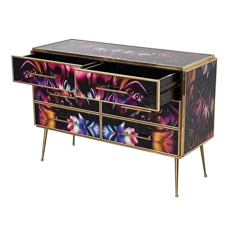photo for sale Chest Of 6 Drawers In Multicolored Murano Glass