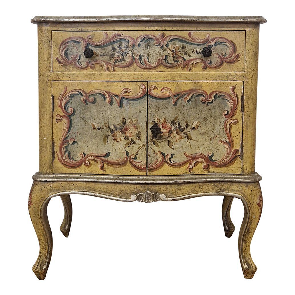 Lacquered Bedside Table With One Drawer And Two Doors, 1980s