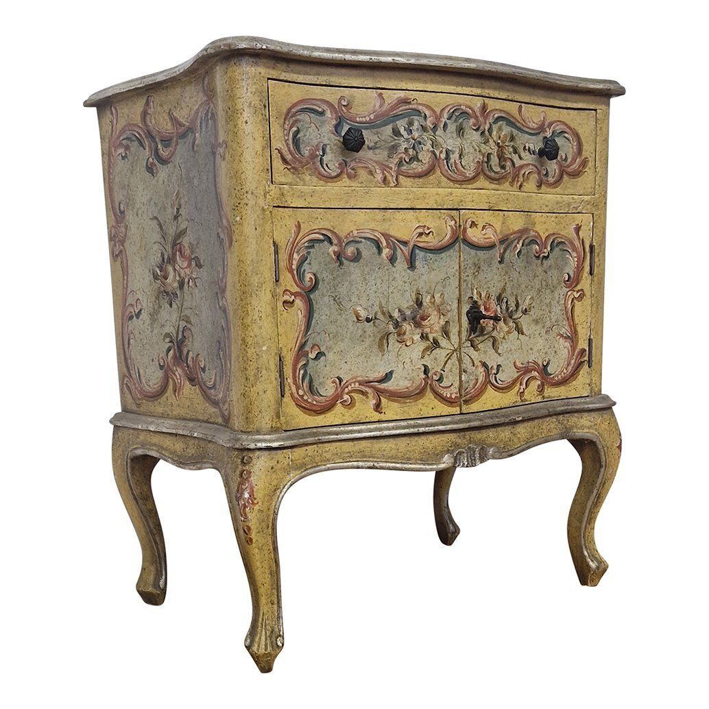 Lacquered Bedside Table With One Drawer And Two Doors, 1980s photo Furniture