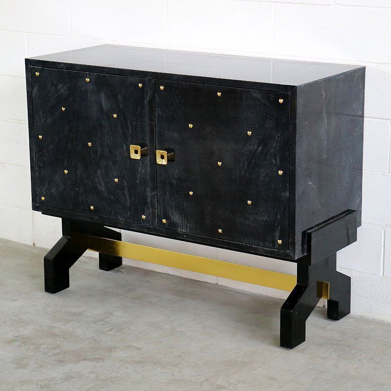 Two Door Sideboard In Black Parchment, 1980s photo furniture