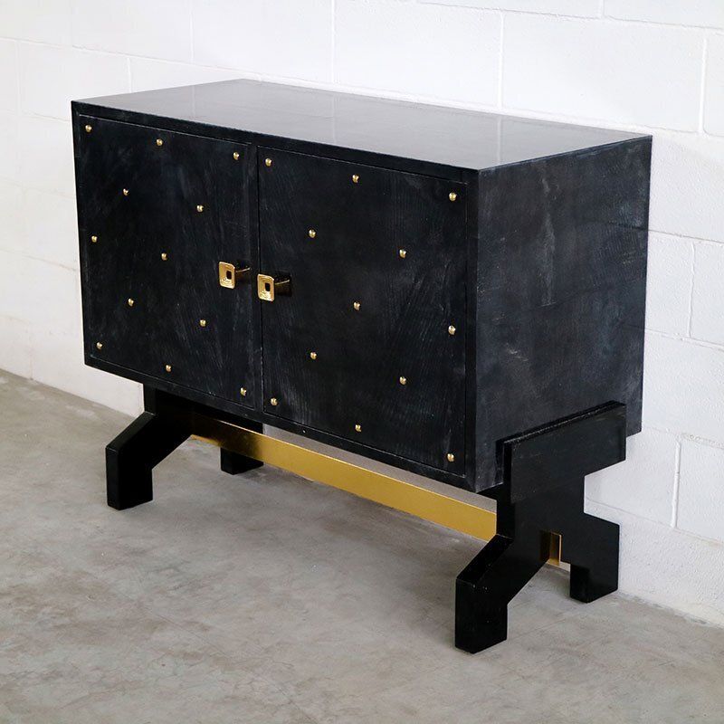 photo furniture Two Door Sideboard In Black Parchment, 1980s