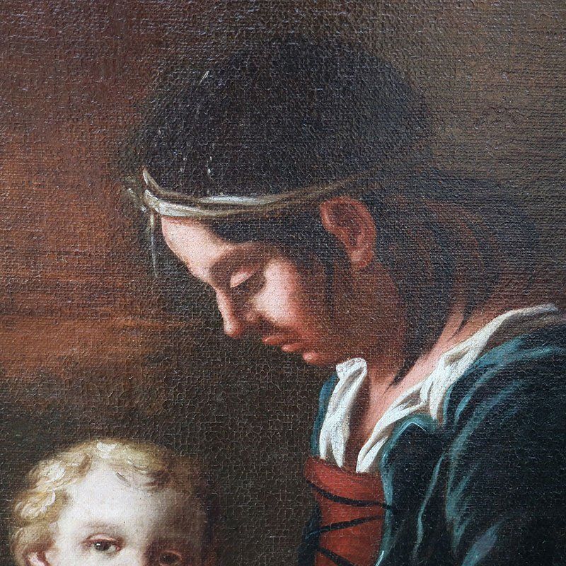 Giacomo Francesco Cipper Known As Il Todeschini, Family Scene, 1600s 1700s, Oil On Canvas, Framed photo Art