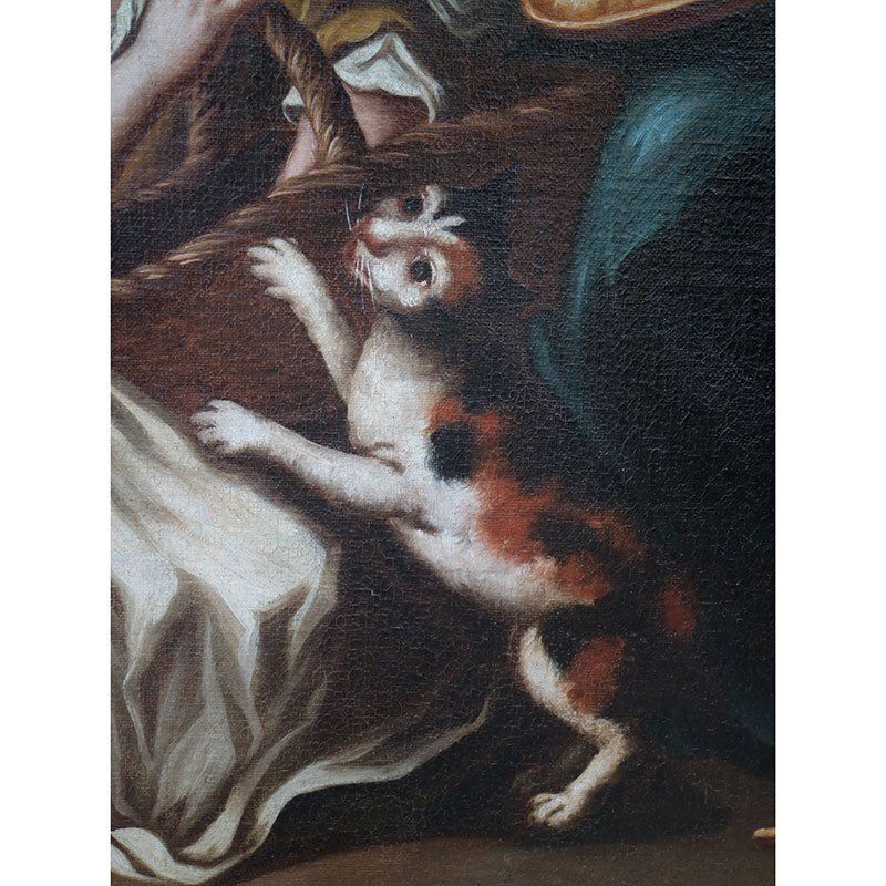 photo furniture Giacomo Francesco Cipper Known As Il Todeschini, Family Scene, 1600s 1700s, Oil On Canvas, Framed