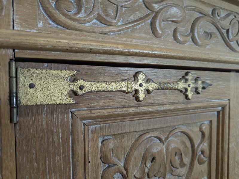 Spanish Renaissance Style Cabinet In Limed Oak photo vintage