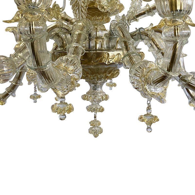 Boat Chandelier In Gold Crystal Murano Glass, 1950s photo vinterior