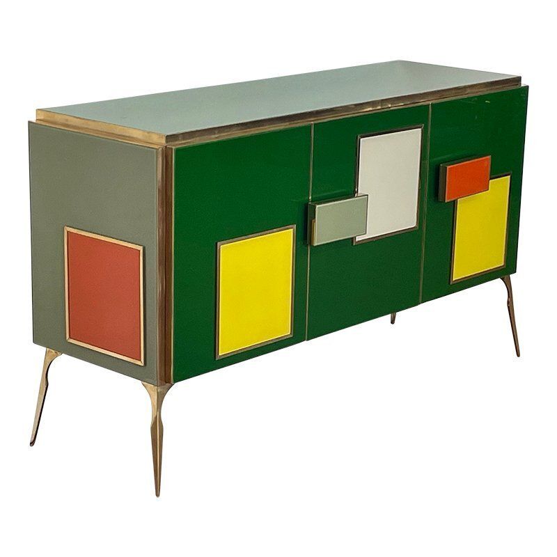 Sideboard With Three Glass Doors, 1980s photo for sale