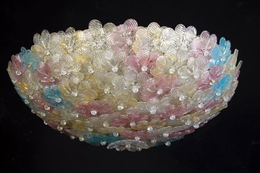 Venetian Ceiling Flower Basket From Barovier & Toso, 1950s photo for sale