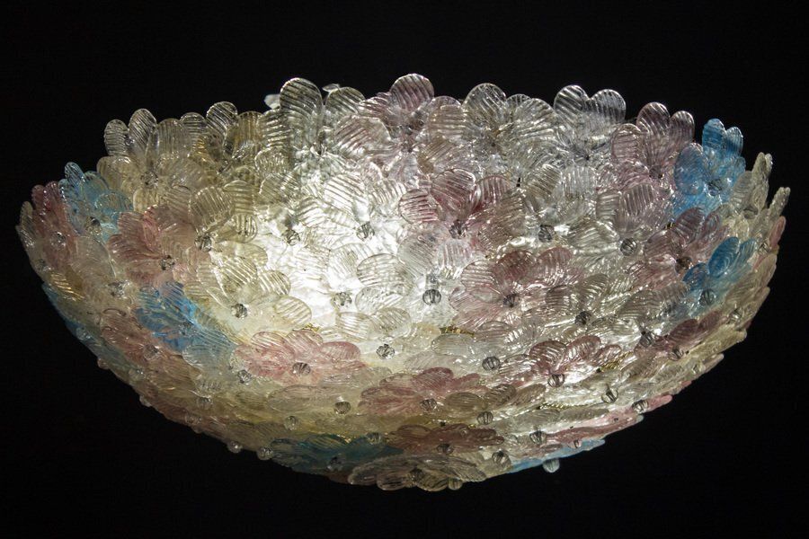 Lighting Venetian Ceiling Flower Basket From Barovier & Toso, 1950s photo