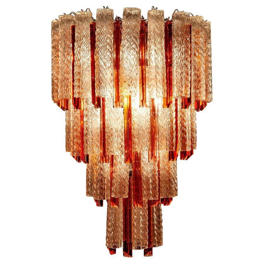 Mid Century Murano Glass Tronchi Four Tier Chandelier, 1960