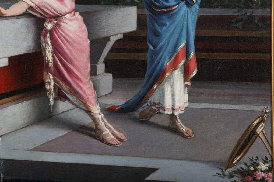 Pompeian Scene, Oil On Canvas, Egisto Sarri photo Art