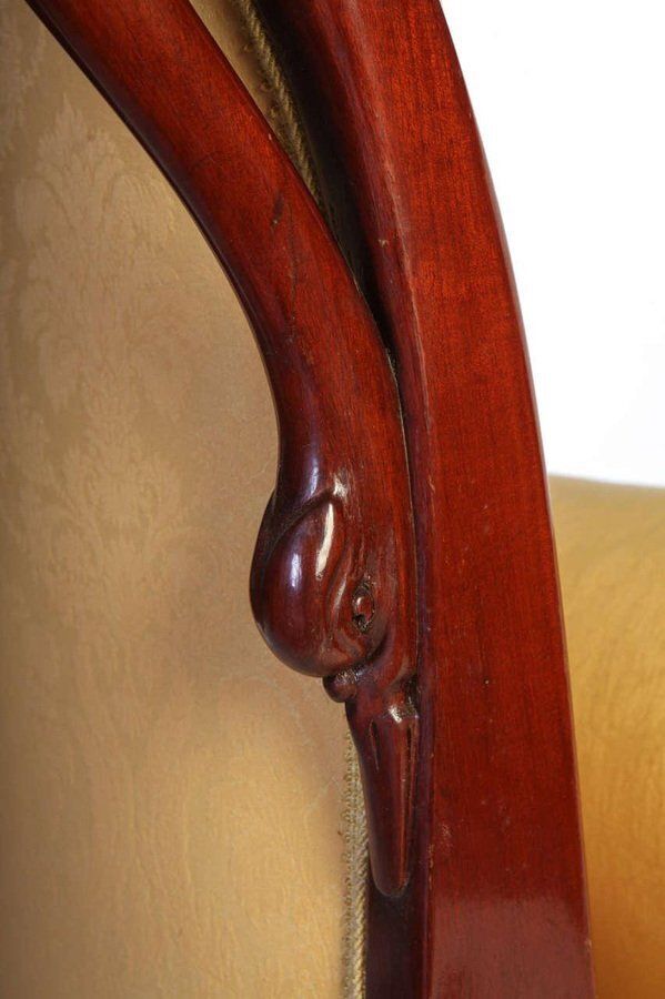 Italian 19th Century Mahogany Swan Neck Chaise Lounge, 1820s photo vinterior
