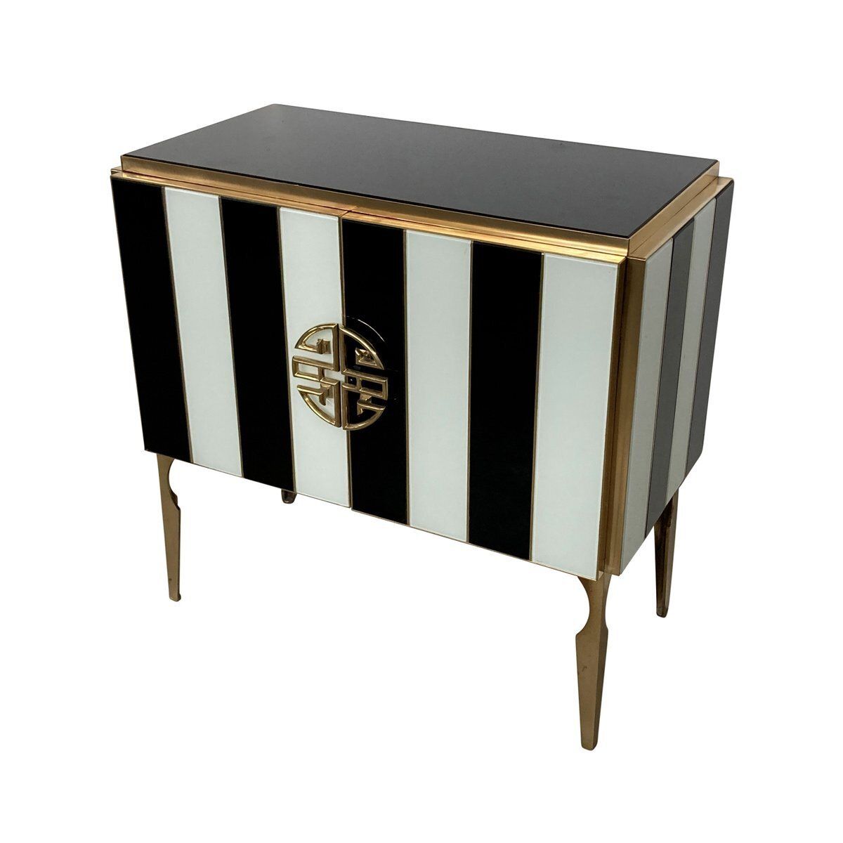 Two Door Sideboard In Black And White Murano Glass, 1980s photo furniture