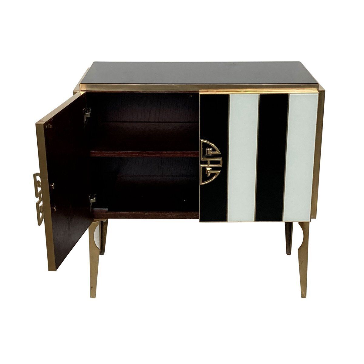 Two Door Sideboard In Black And White Murano Glass, 1980s photo for sale