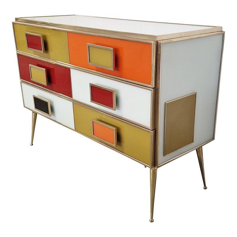 Dresser With Six Multicolored Glass Drawers, 1980s photo for sale