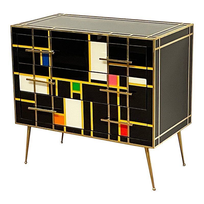 Vintage Black Glass Dresser photo Furniture