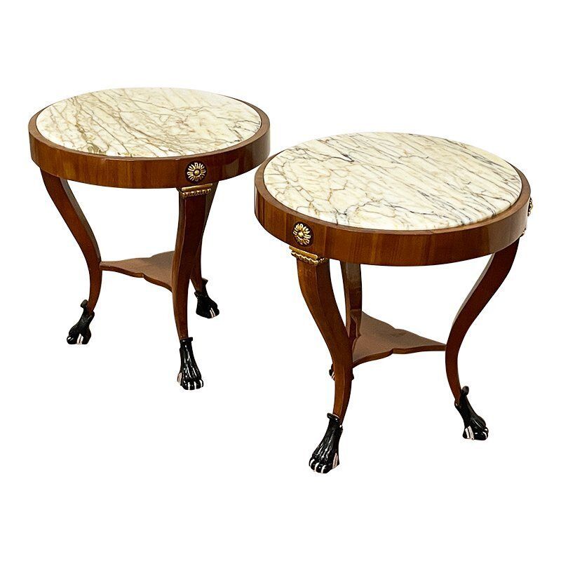 French Style Coffee Tables With Marble Tops, 1990s, Set Of 2 photo Furniture