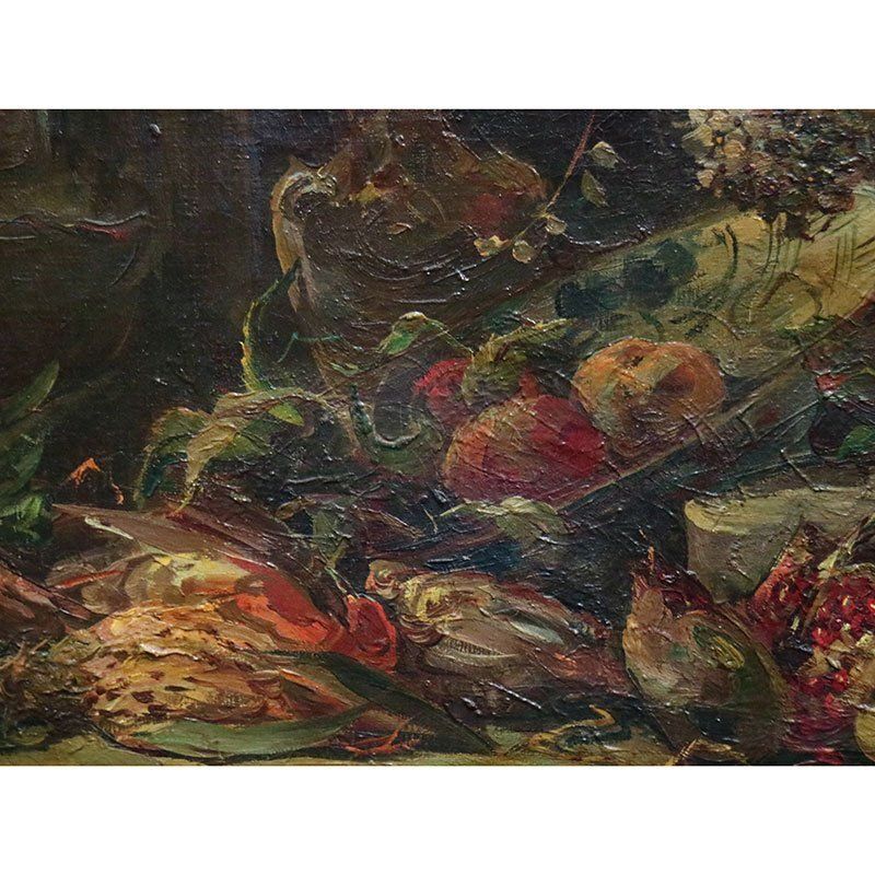 G. Zampogna, Dead Nature Of Flowers And Fruit, 1952, Oil On Canvas, Framed photo 2530.0