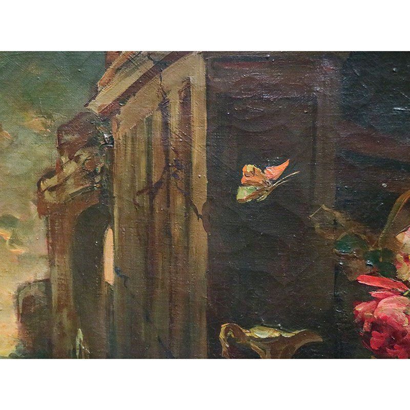 G. Zampogna, Dead Nature Of Flowers And Fruit, 1952, Oil On Canvas, Framed photo vinterior