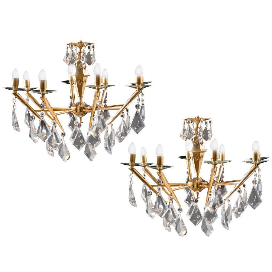 Italian Chandeliers By Gaetano Sciolari, 1980s, Set Of 2