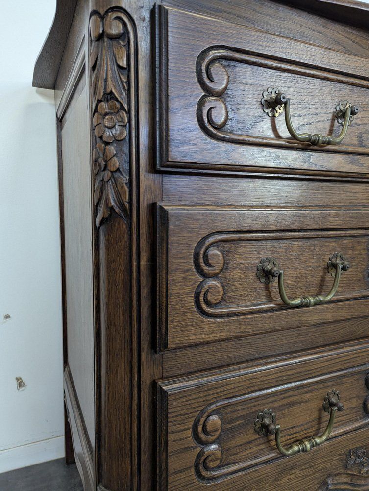 Neo Rustic Louis XV Style Chest Of Drawers In Oak photo 419.0