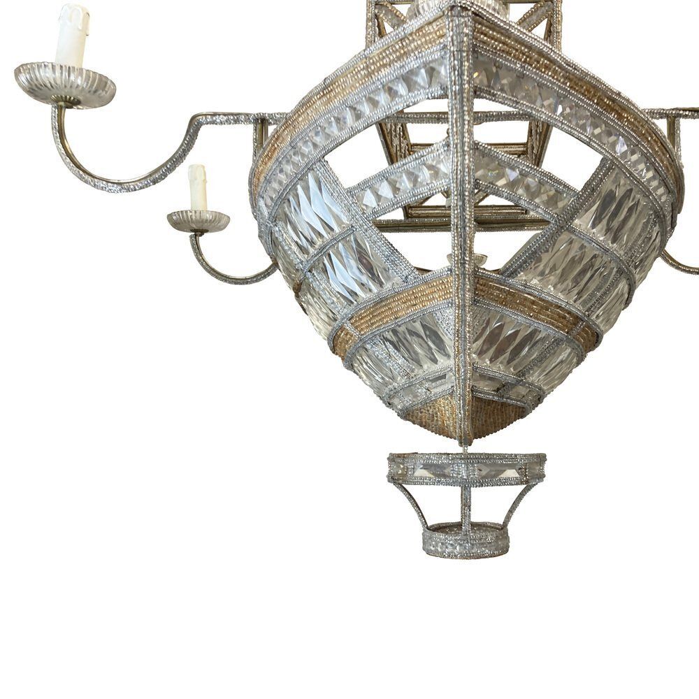 Boat  Shaped 10 Light Chandelier With Murano Glass Cards photo vinterior