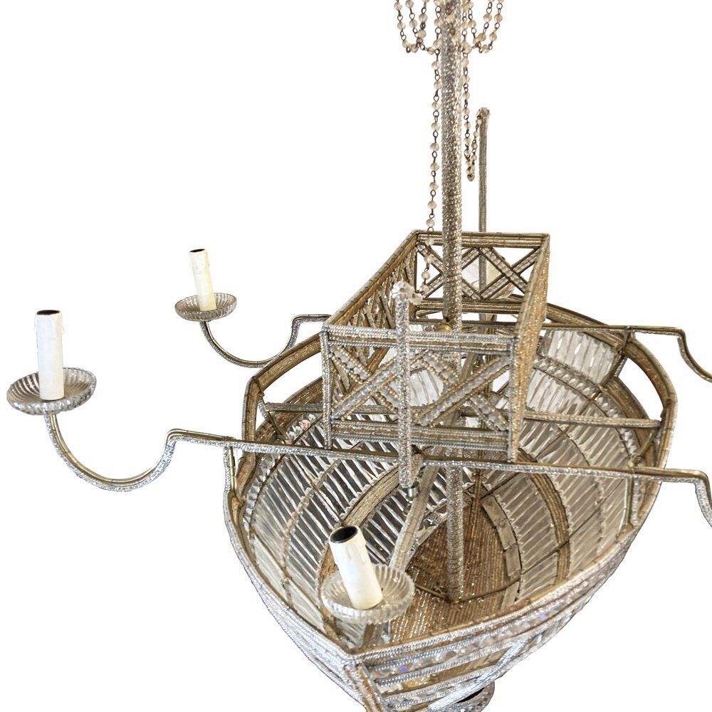 Boat  Shaped 10 Light Chandelier With Murano Glass Cards photo buy