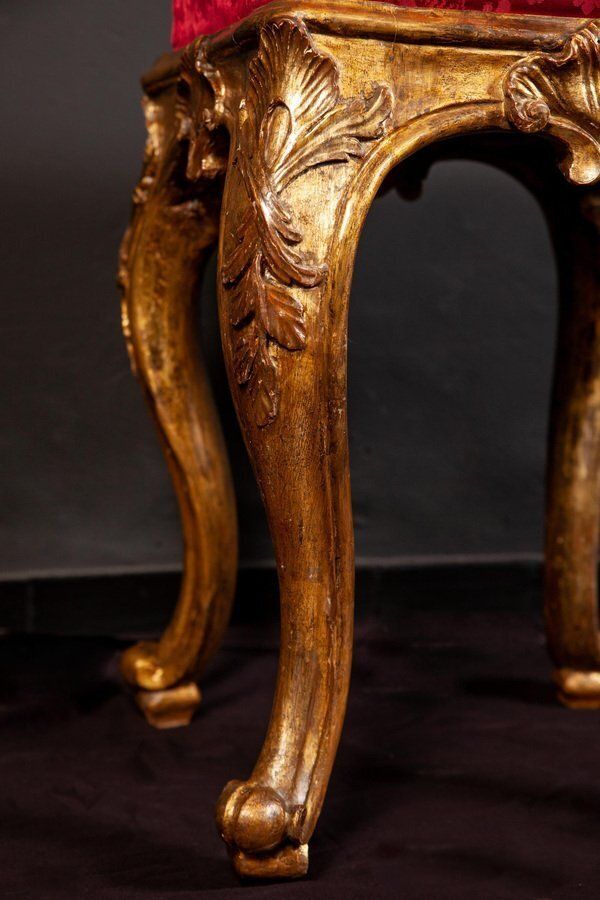 Set Of Italian 18th Century Gilt Wood Stools, 1750s photo Furniture