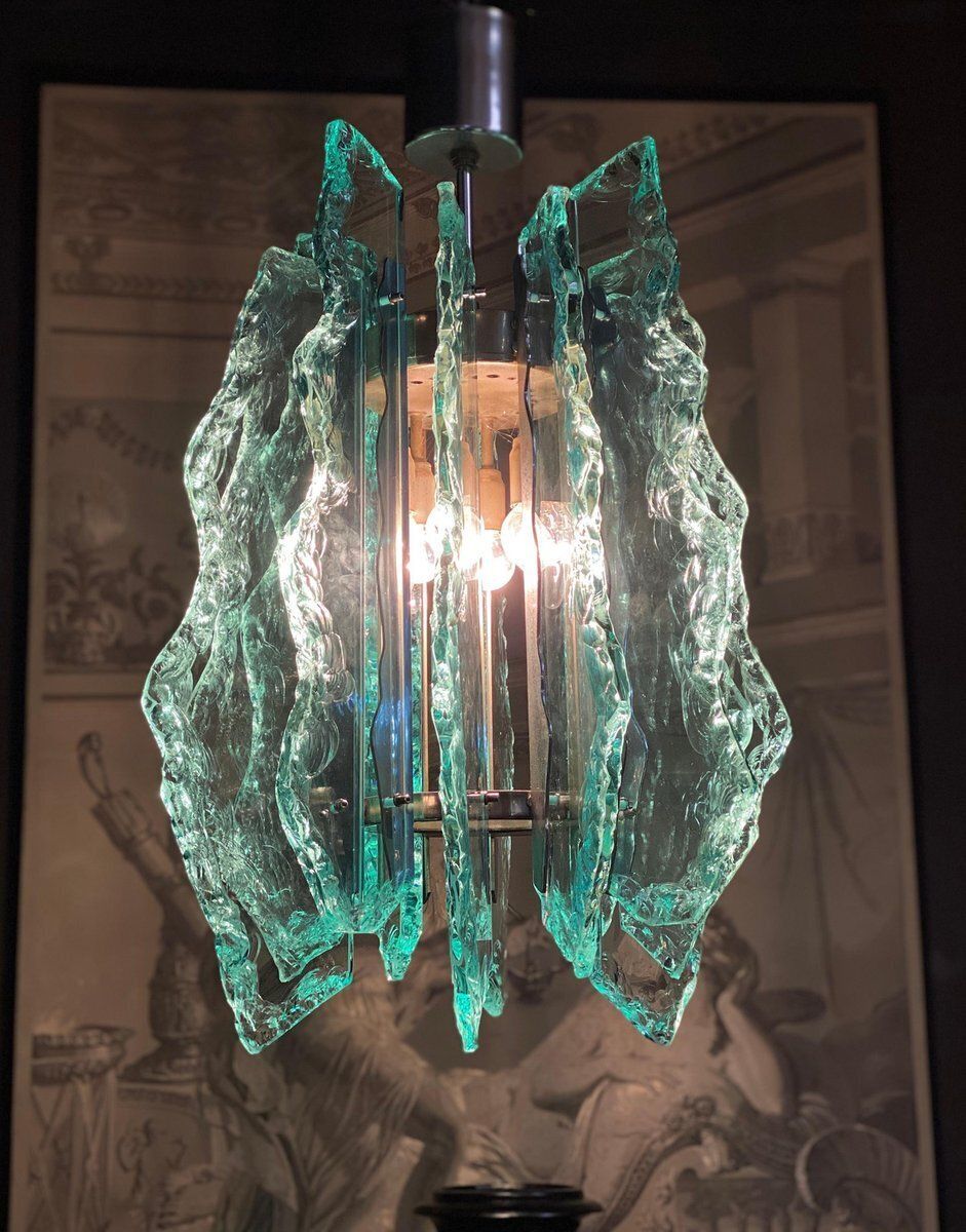photo vinterior Cut Glass Chandelier From Fontana Arte, 1960s