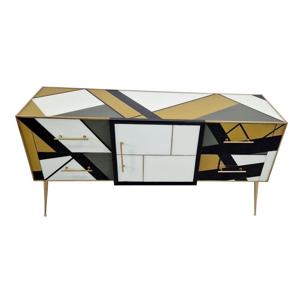 Credenza With Four Drawers And One Door In Murano Glass, 1980s photo for sale