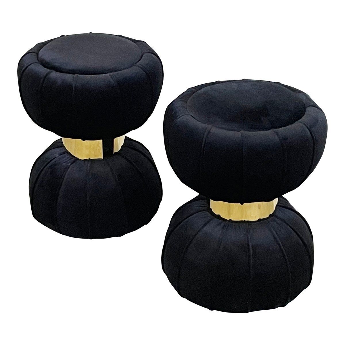 Set Of Clessidra Poufs In Black Velvet, 1990s photo furniture