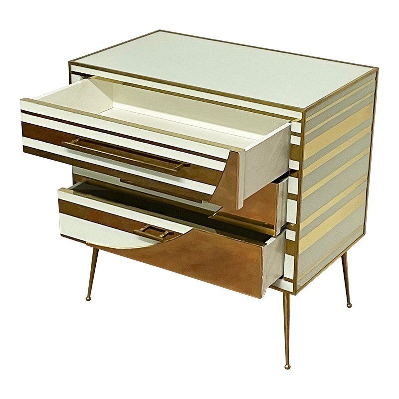 White And Gold Three Drawer Dresser, 1990s photo Furniture
