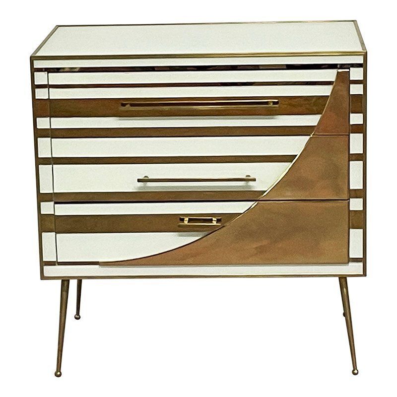 White And Gold Three Drawer Dresser, 1990s photo 4474.0