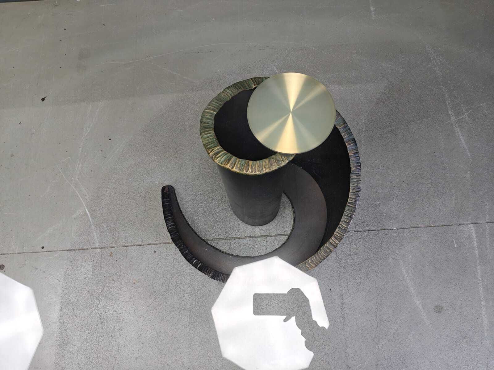 1990s Brutalist Style Glass And Bronze Dining Table By Barilone For Roche Bobois photo vintage